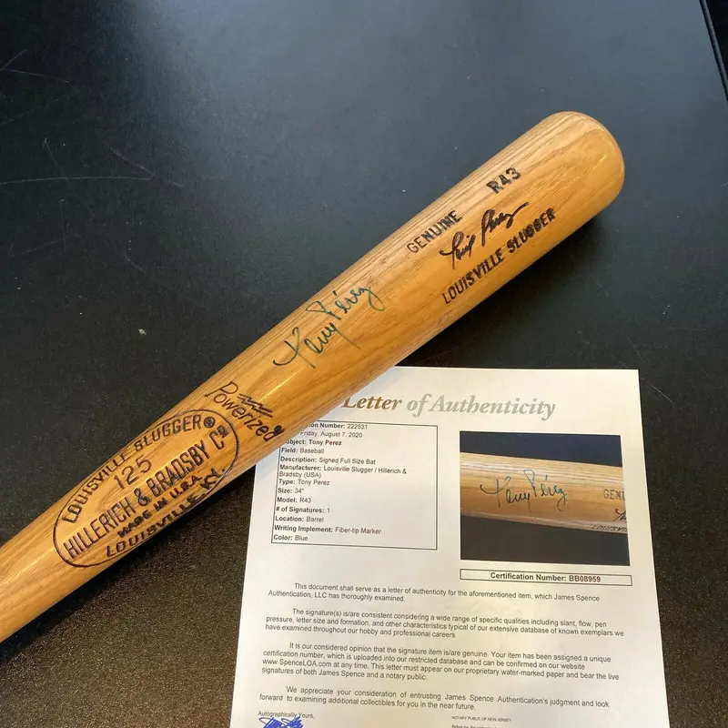 Tony Perez Signed 1970's Louisville Slugger Game Model Baseball Bat With JSA COA