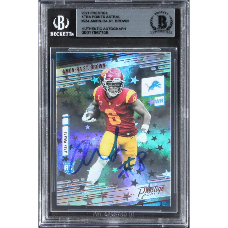 Amon-Ra St. Brown Signed 2021 Prestige Xtra Pts Astral #234 Rookie Card BAS Slab