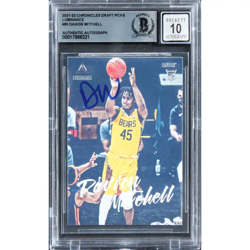Davion Mitchell Signed 2021 Chronicles DP Lum #85 Rookie Card Auto 10! BAS Slab