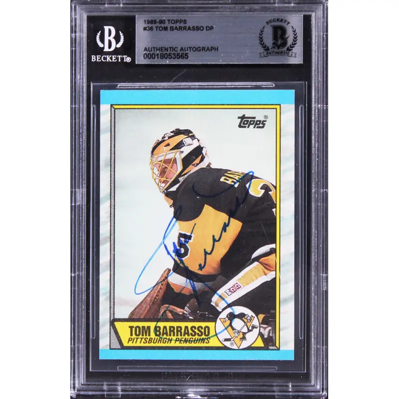 Penguins Tom Barrasso Authentic Signed 1989 Topps #36 Card BAS Slabbed