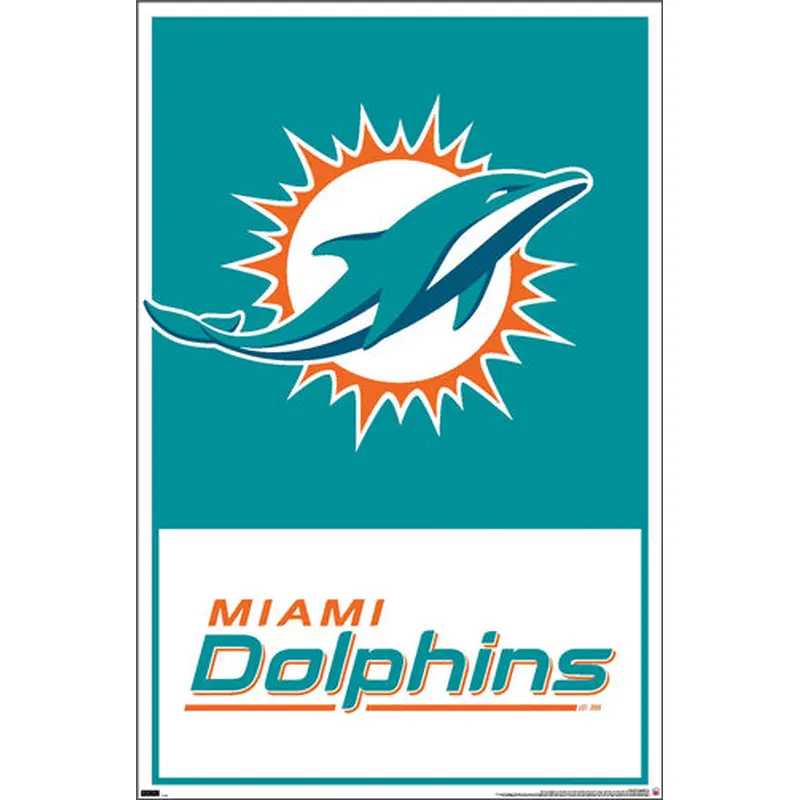 Miami Dolphins Official NFL Football Team Logo and Wordmark Poster - Costacos Sports