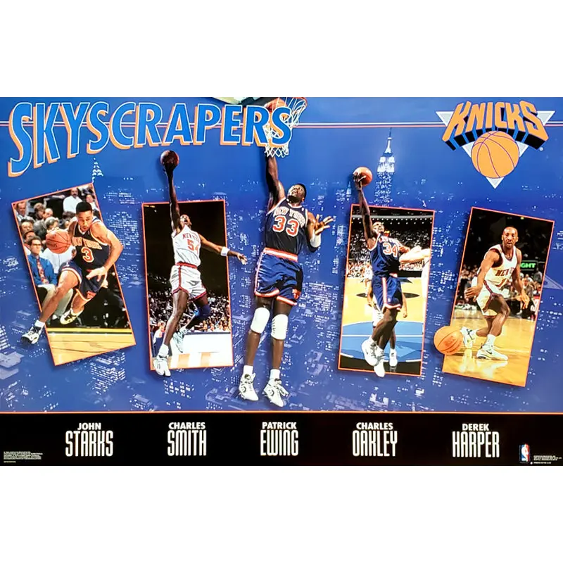 New York Knicks "Skyscrapers" Poster (Ewing, Starks, Oakley, Harper, Smith) - Costacos 1994