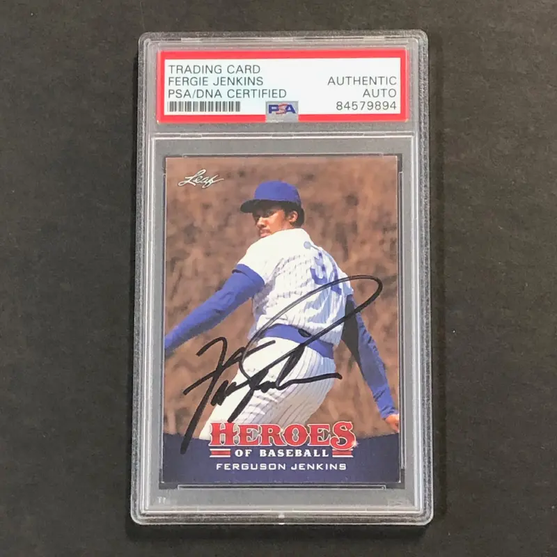2015 Leaf Heroes of Baseball #20 Fergie Jenkins Signed Card AUTO PSA Slabbed Cubs