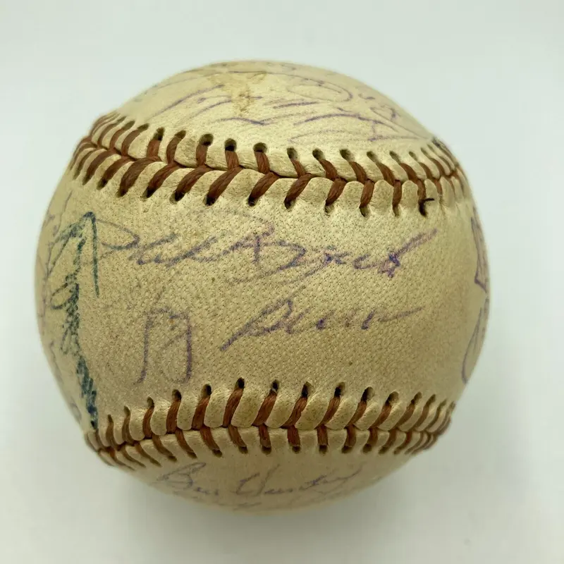 1956 New York Yankees World Series Champs Team Signed Baseball Mickey Mantle JSA