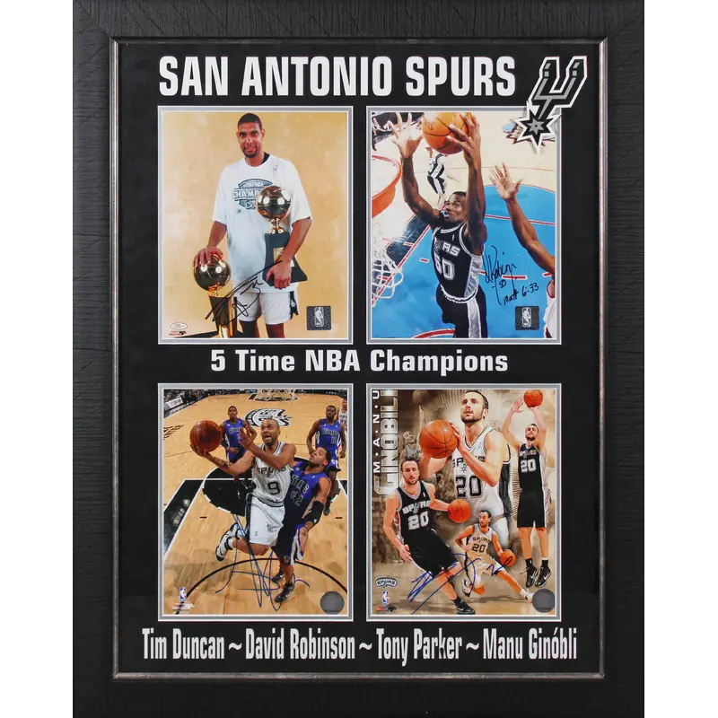 Spurs (4) Duncan, Robinson, Parker & Ginobili Signed & Framed 8x10 Photos BAS