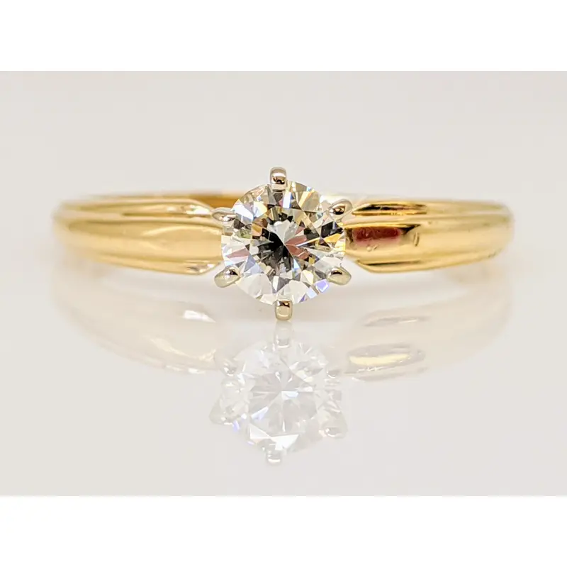 14K .32 CARAT TOTAL SI2 M DIAMOND ROUND SOLITAIRE ESTATE RING 1.9 GRAMS