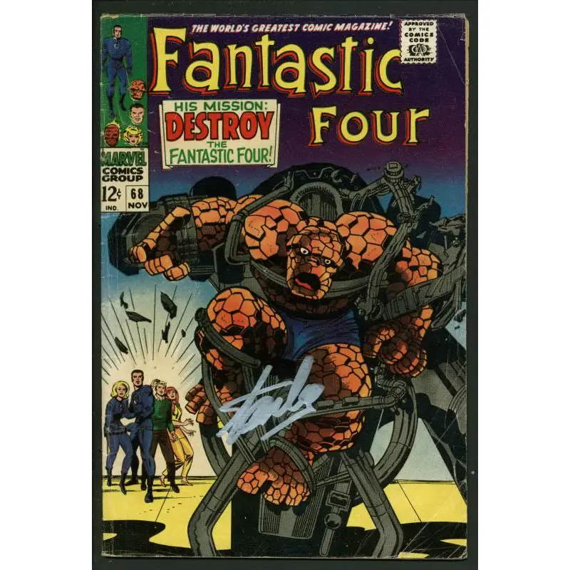 Stan Lee Signed Fantastic Four #68 Comic Book Mission: Destroy PSA/DNA #W18835