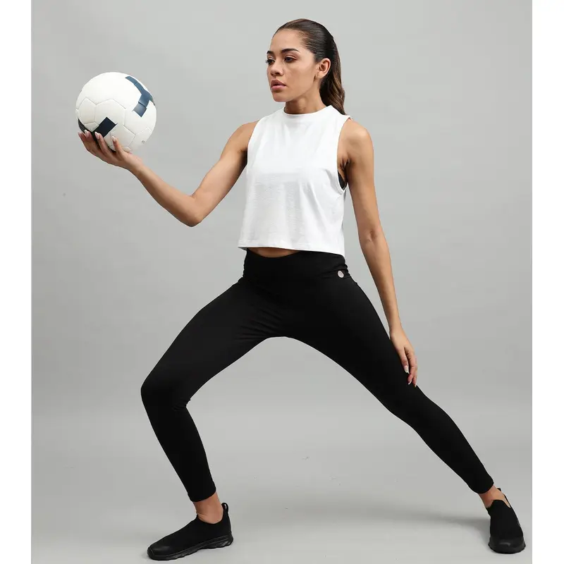 Women'S Crop Muscle Tank Top White Wod Armour | Kibi Sports