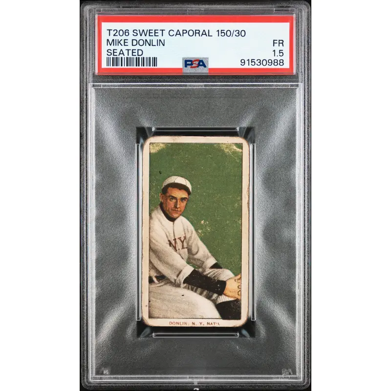 Mike Donlin Seated 1909-11 T206 Sweet Caporal 150/30 PSA 1.5 Fair