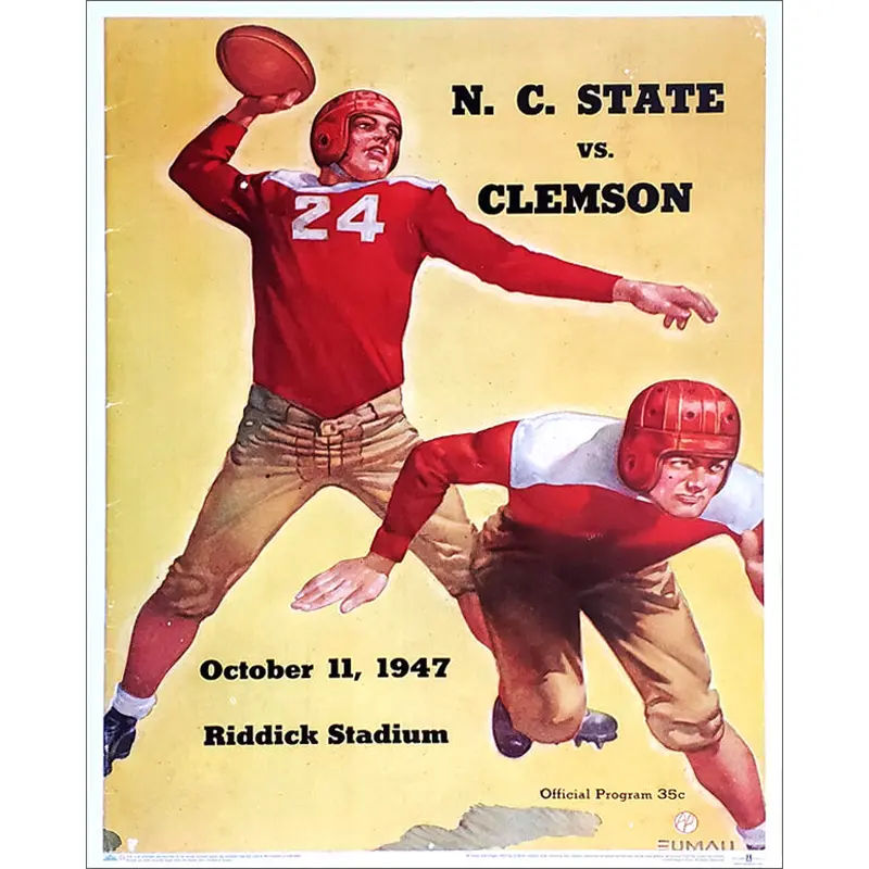 NC State Wolfpack vs. Clemson 1947 Vintage Program Cover Poster Print - Asgard Press