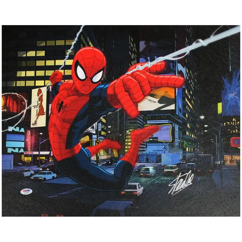 Stan Lee Marvel Comics Authentic Signed 16X20 Spider-Man Canvas PSA/DNA #W18548