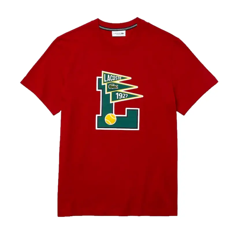 LACOSTE MENS T SHIRT RED LACOSTE TEE TH7417 5SX