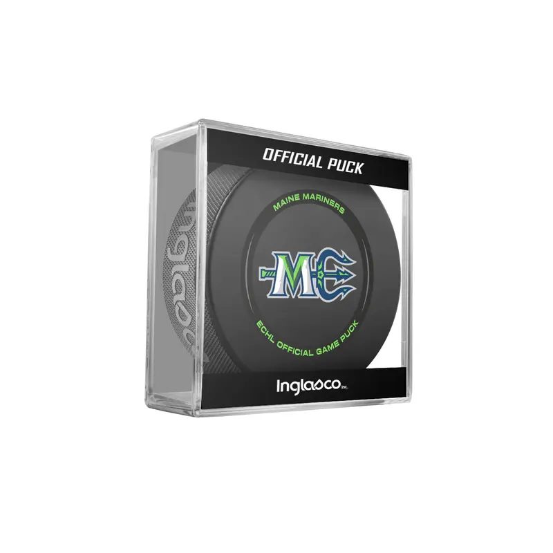 ECHL Maine Mariners 2024-25 Official Game Hockey Puck In Cube
