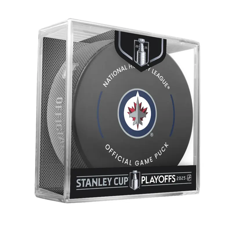 NHL Winnipeg Jets 2025 Official Playoffs Game Hockey Puck Design In Cube