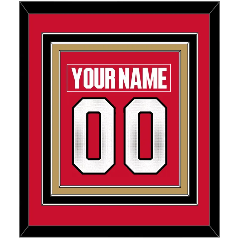 Ottawa Nameplate & Number (Back) Combined - Home Red (2017-2020) - Triple Mat 2