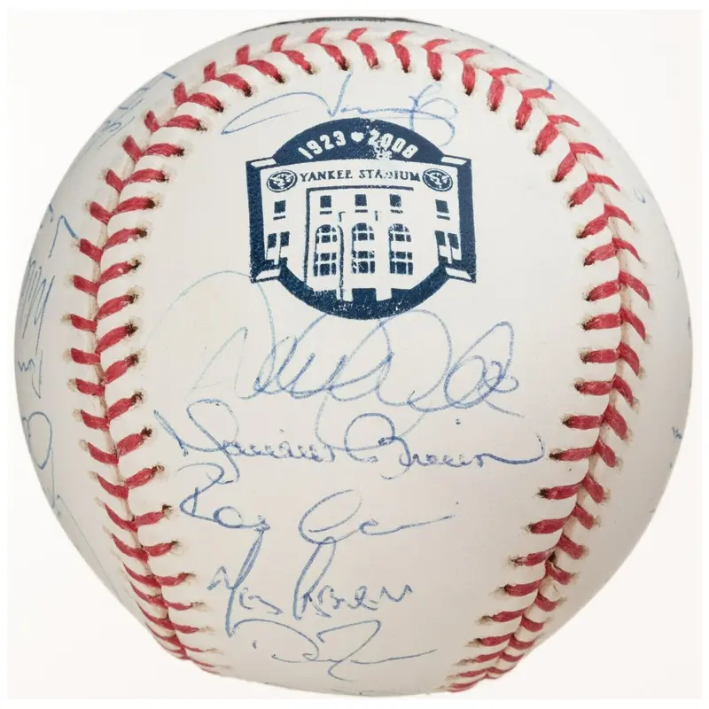 2008 New York Yankees Team Signed Baseball Derek Jeter Mariano Rivera Steiner