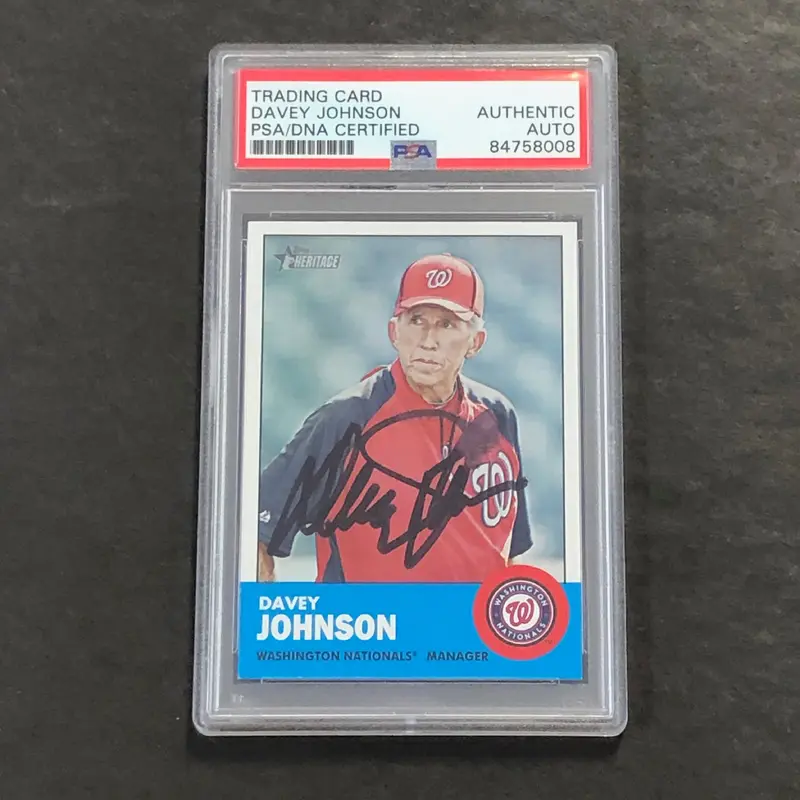 2012 Topps Heritage #402 Davey Johnson Signed Card AUTO PSA Slabbed Nationals