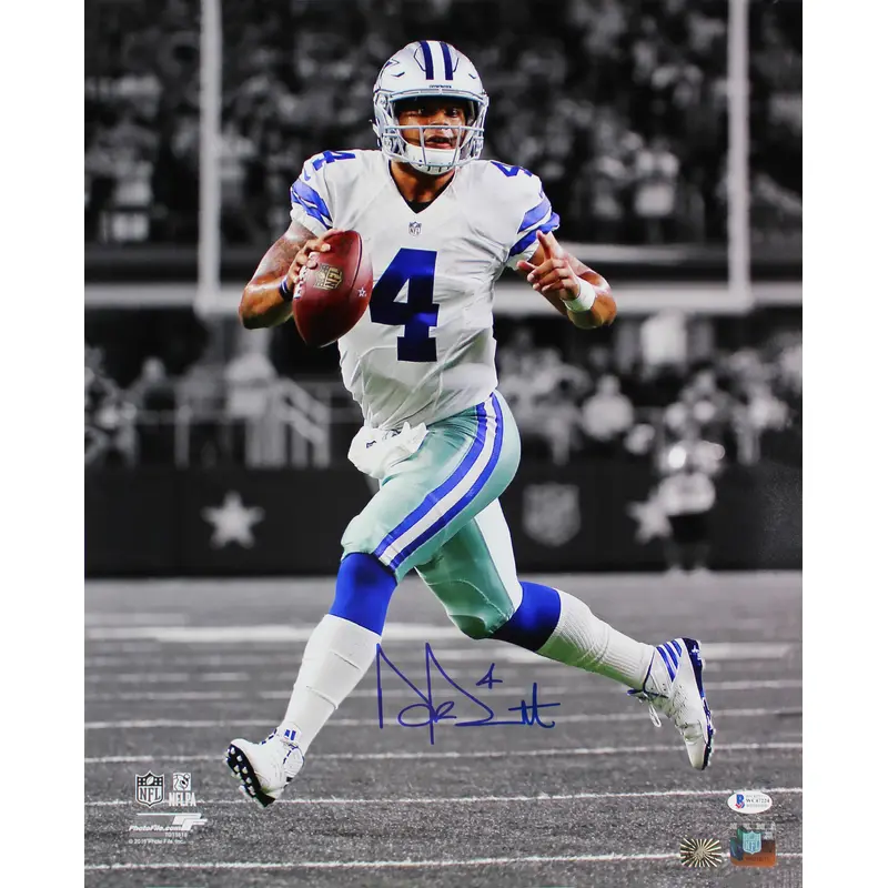 Cowboys Dak Prescott Authentic Signed 16x20 Spotlight Photo BAS Witnessed