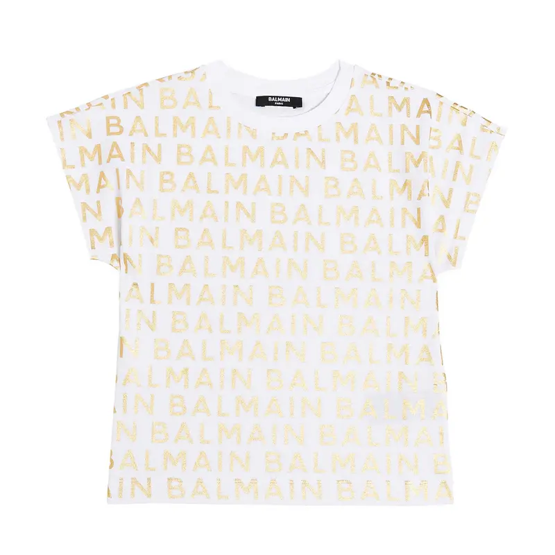 BALMAIN T SHIRT WOMEN SS TEE ALLOVER GOLD BT8B41 100OR