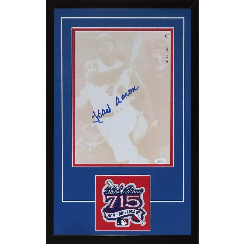 Hank Aaron Autographed Atlanta Braves Deluxe Framed 11x14 Photo w/ Patch - JSA