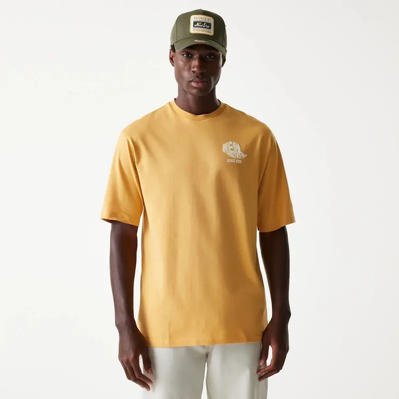 New Era Graphic Beige Oversized T-Shirt
