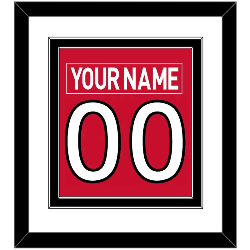 Ottawa Nameplate & Number (Back) Combined - Home Red (2007-2017) - Double Mat 1