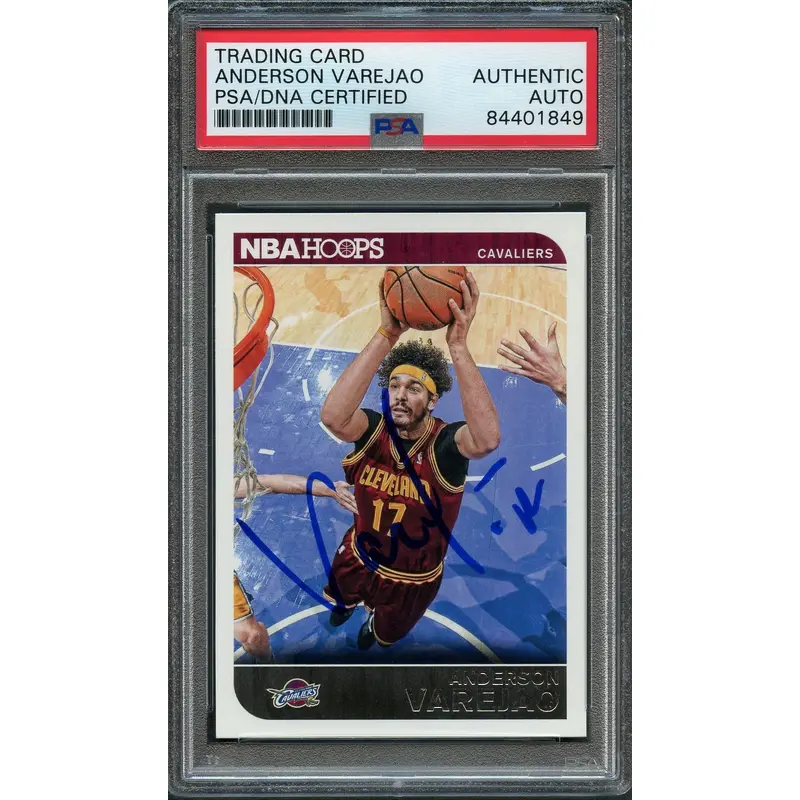 2014-15 NBA Hoops #161 Anderson Varejao Signed Card AUTO PSA Slabbed Cavaliers