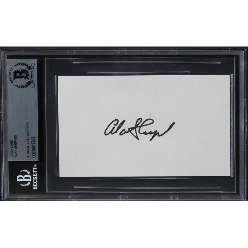 Alan Shepard NASA Authentic Signed 3x5 Index Card Autographed BAS Slabbed