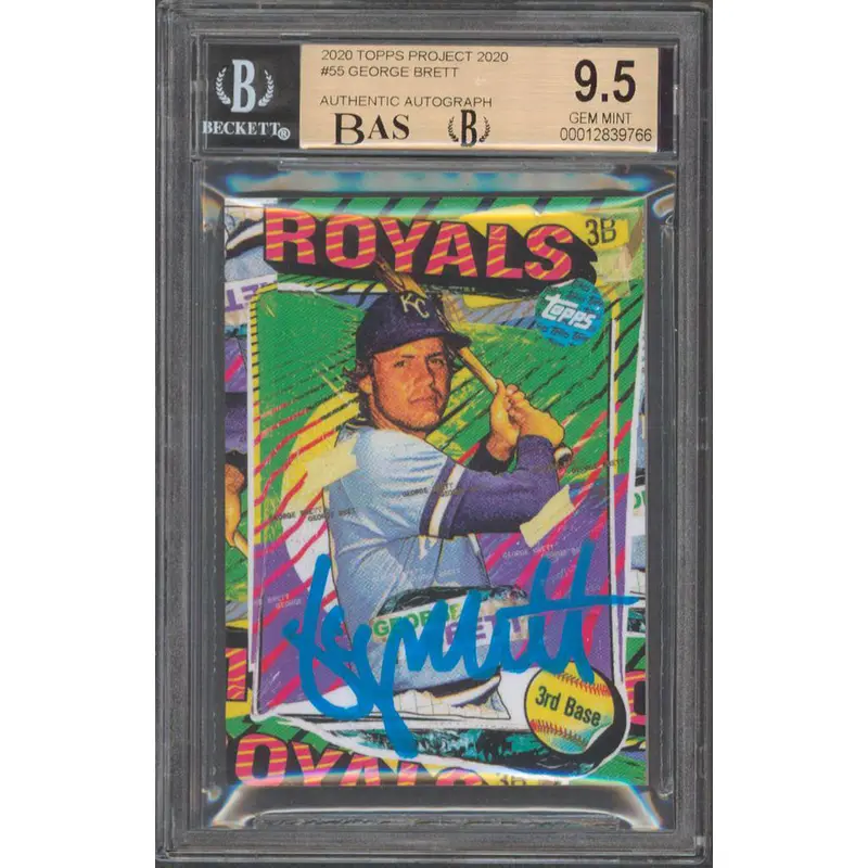 George Brett Signed 2020 Topps Project 2020 #55 Card Grade 9.5, Auto 9! BAS Slab