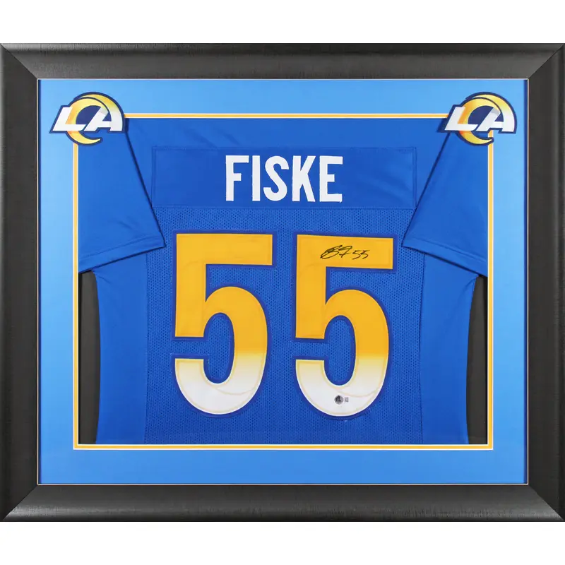 Rams Braden Fiske Authentic Signed Blue Pro Style Framed Jersey BAS Witnessed