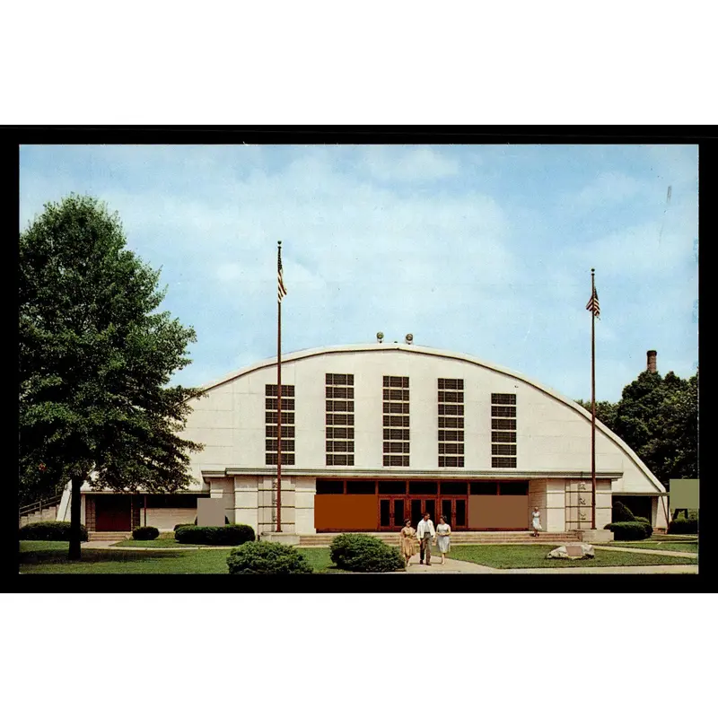 Vintage Rose Polytechnic Institute Fieldhouse Postcard