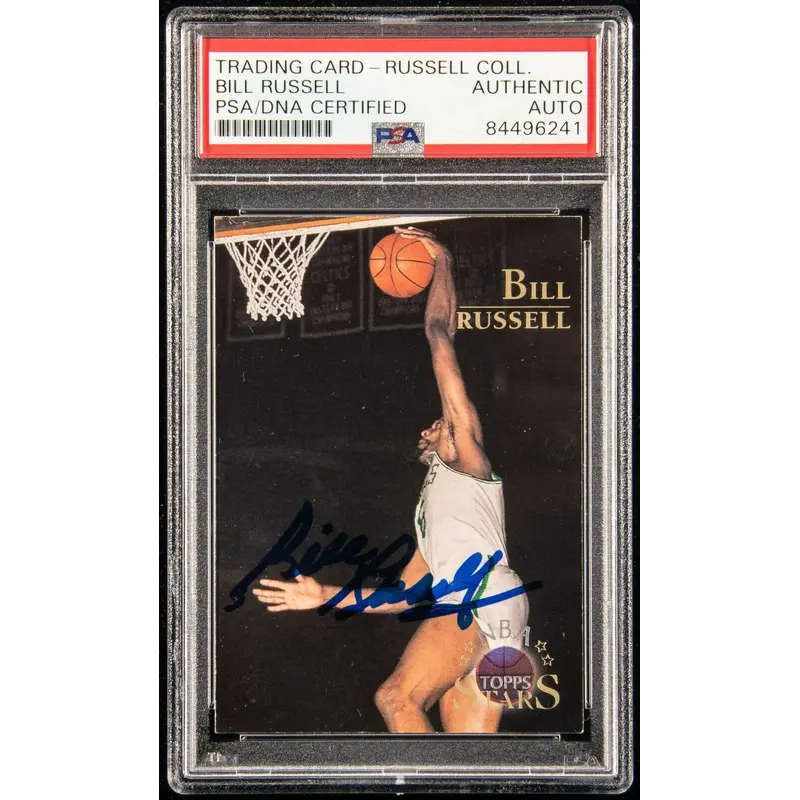 1996 Topps Bill Russell Signed Basketball Card Auto PSA DNA