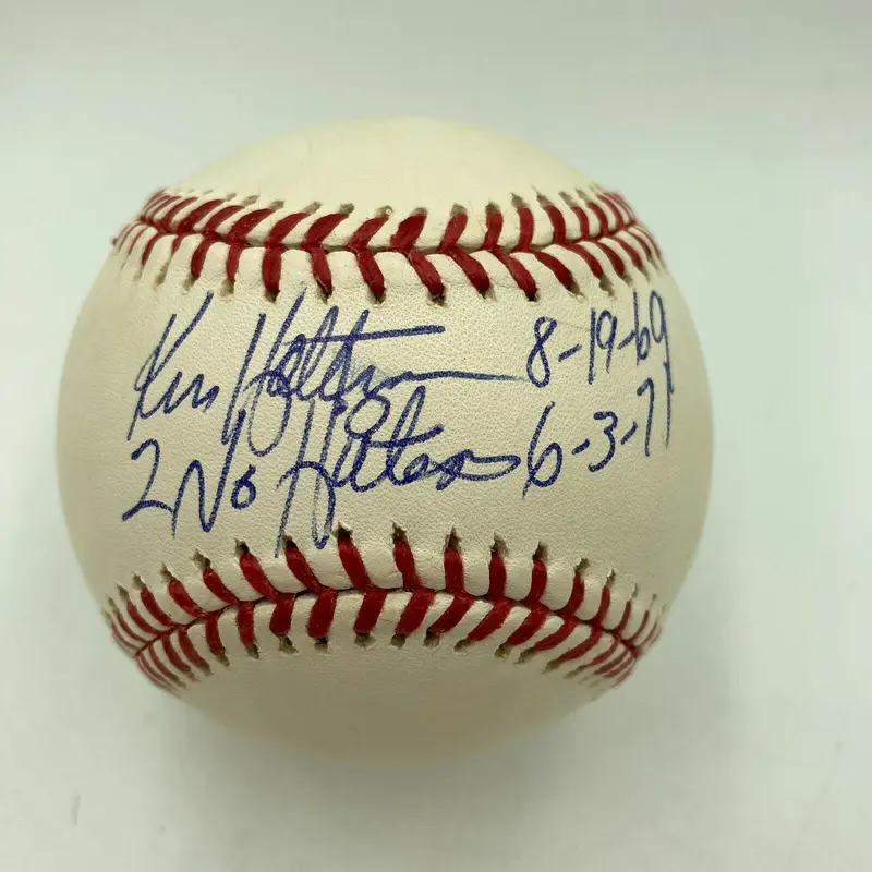 Ken Holtzman 2 No Hitters 1969 & 1971 Signed Inscribed Baseball With JSA COA