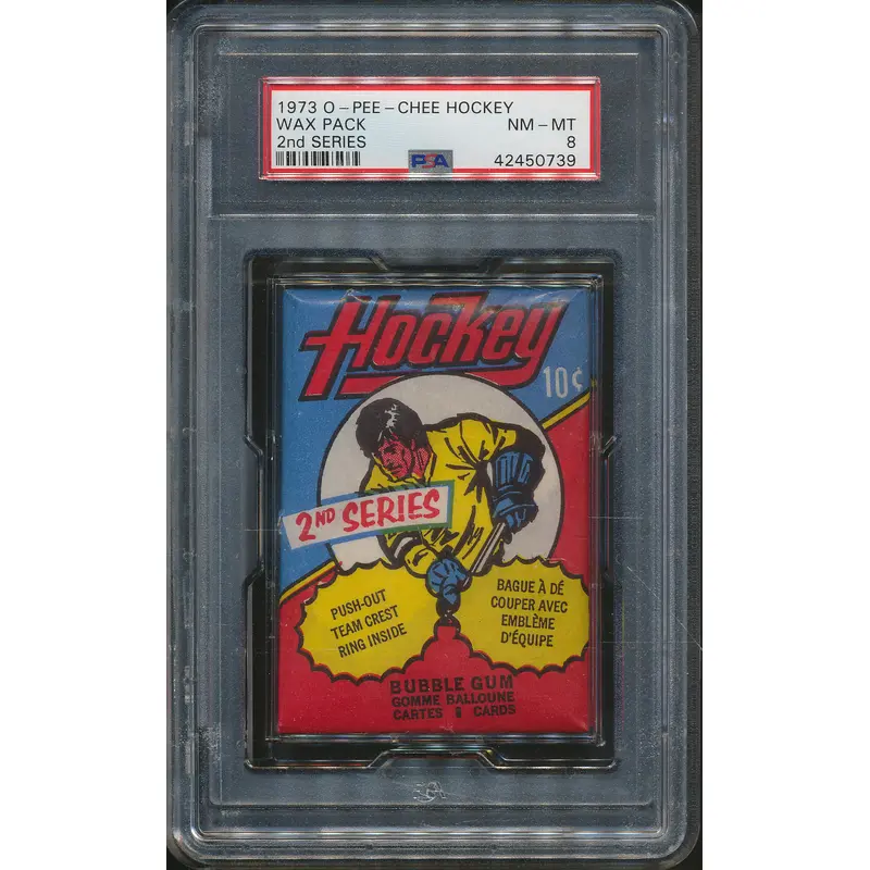 1973/74 OPC O-Pee-Chee Hockey Unopened Ser 2 Wax Pack PSA 8