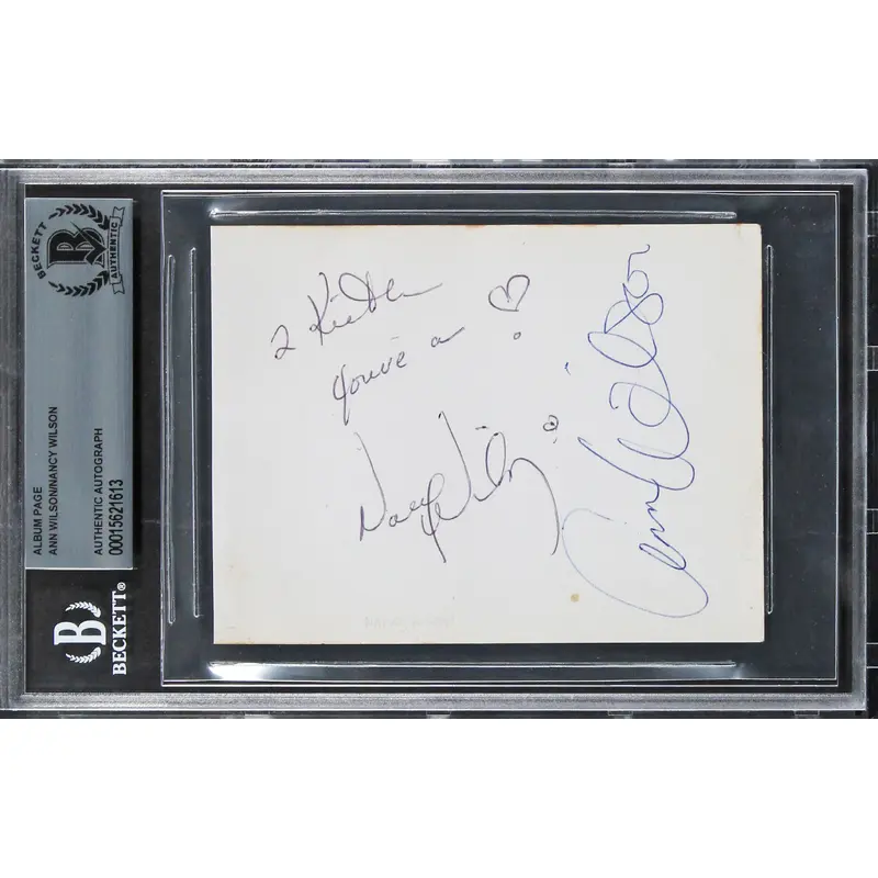 Ann Wilson & Nancy Wilson "You're a Love" Signed 3.5x4.5 Album Page BAS Slabbed