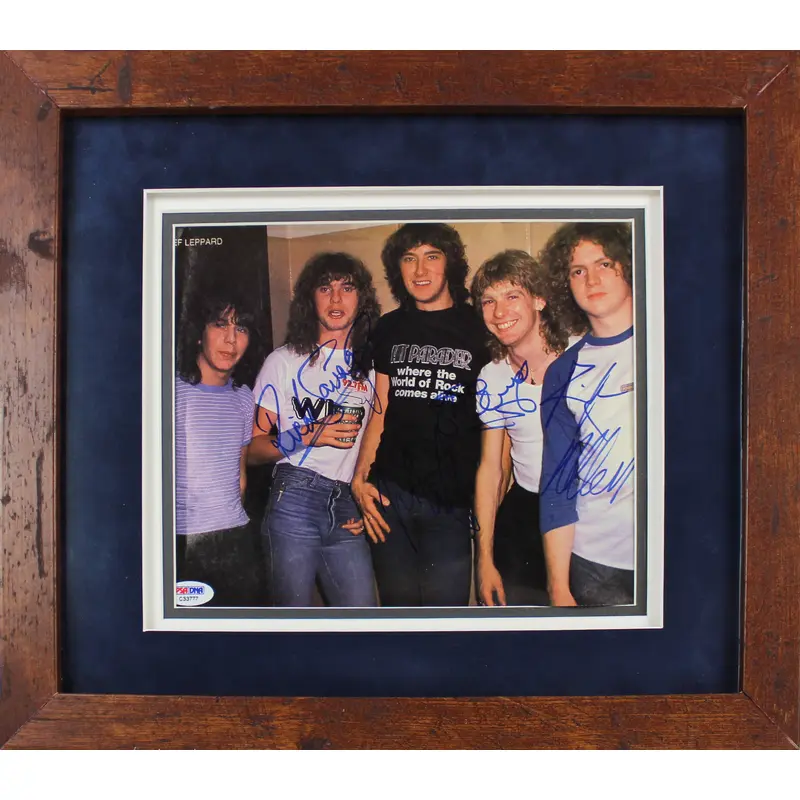 Def Leppard (4) Band Signed & Framed 8x9.5 Magazine Page Photo BAS #A39662
