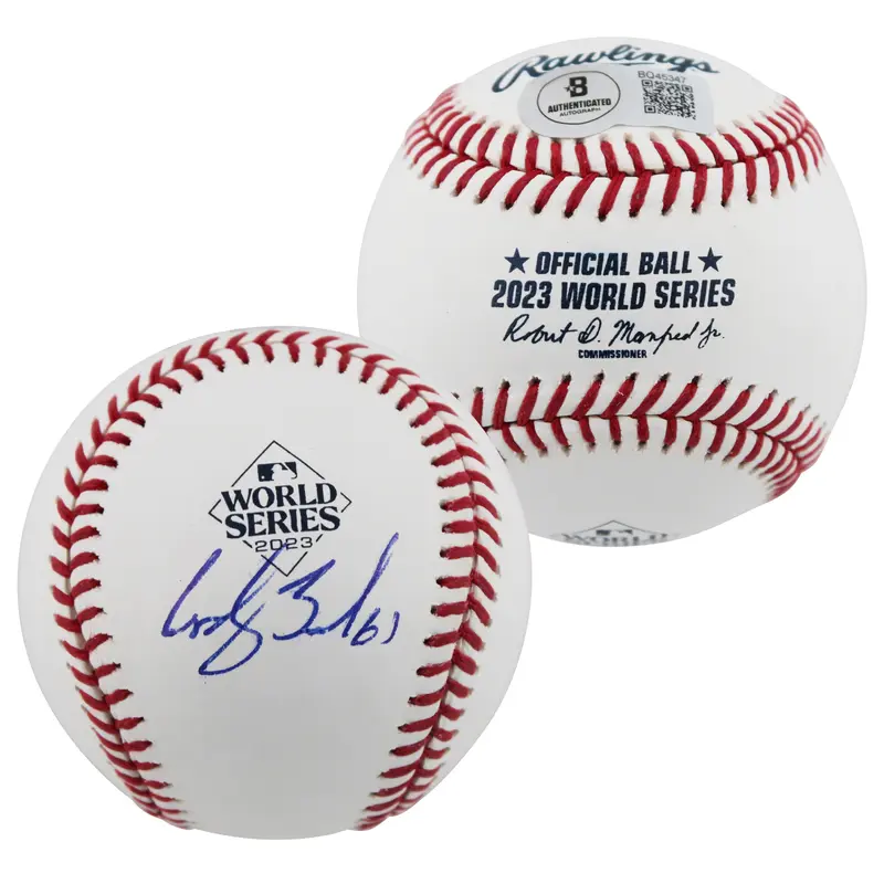 Rangers Cody Bradford Signed 2023 World Series Logo Baseball BAS #BQ45347