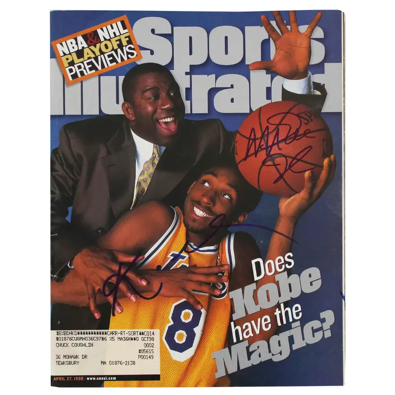 Lakers Kobe Bryant & Magic Johnson Signed 1998 Sports Illustrated JSA & BAS