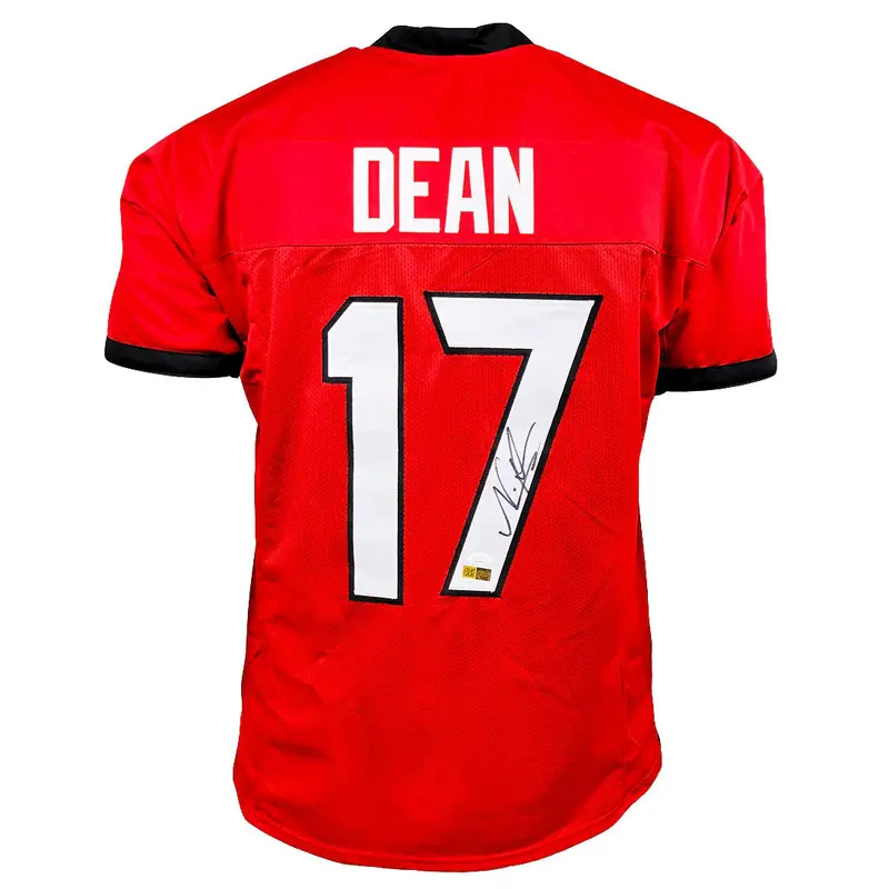 Nakobe Dean Autographed Georgia Bulldogs (Red #17) Custom Jersey - JSA
