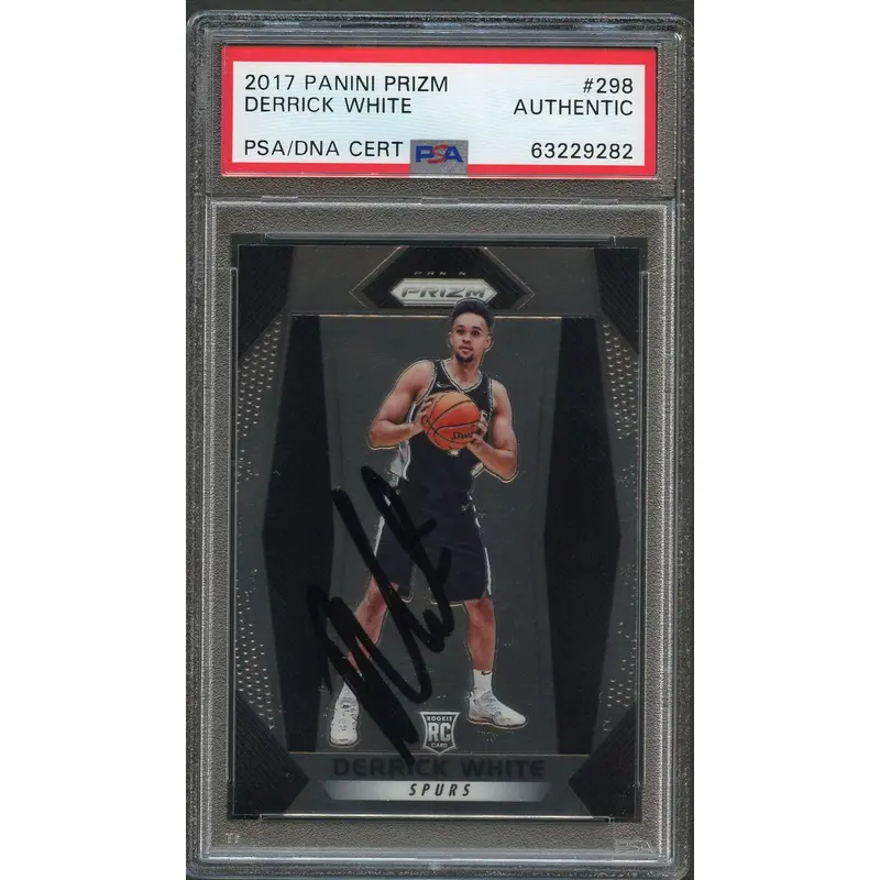 2017-18 Panini Prizm #298 Derrick White Signed Card AUTO PSA/DNA Slabbed Spurs RC