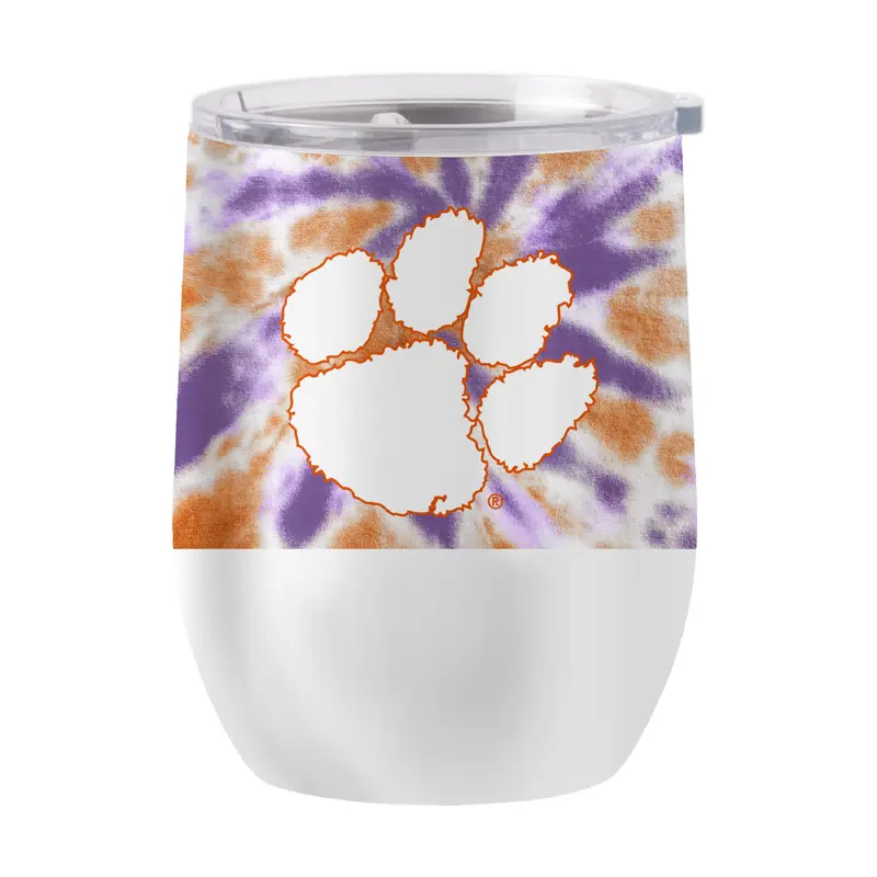 Clemson 16oz Tie Dye Stainless Curved Beverage