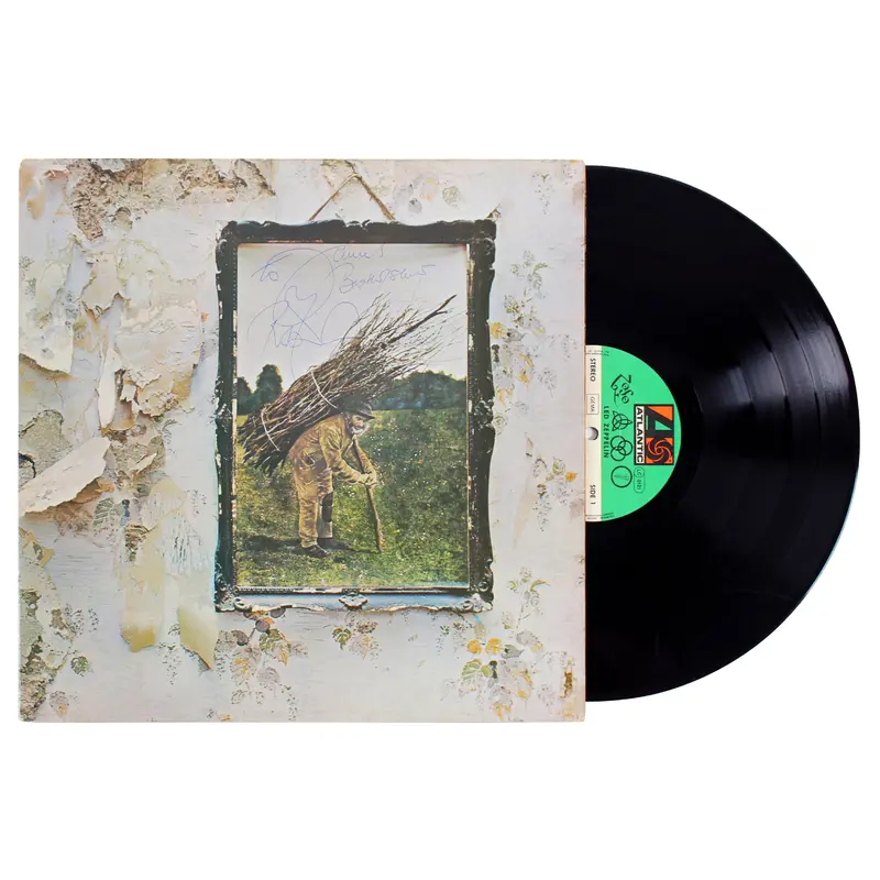 Robert Plant Led Zeppelin Authentic Signed IV Album Cover W/ Vinyl BAS #AB77989