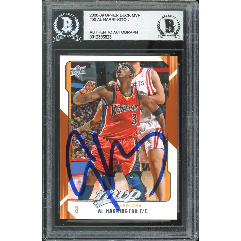 Warriors Al Harrington Authentic Signed 2008 Upper Deck MVP #50 Card BAS Slabbed
