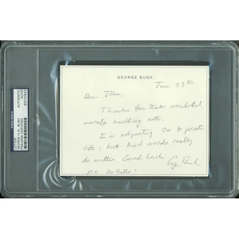 George H.W. Bush Authentic Signed 4.5X6 Hand Written Letter PSA/DNA Slabbed