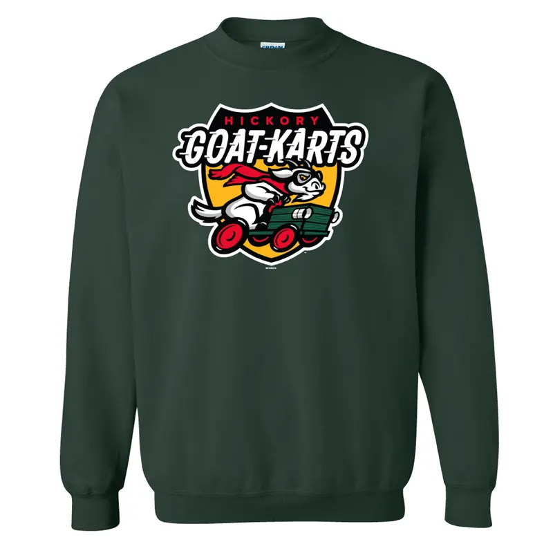 Hickory Crawdads Forest Green Hickory Goat-Karts Mens Crewneck Sweatshirt