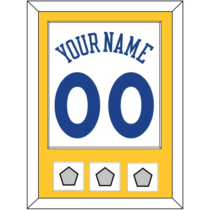 Golden State Name & Number With 3 Champions Patches - Home White (2010-2019) - Single Mat 2