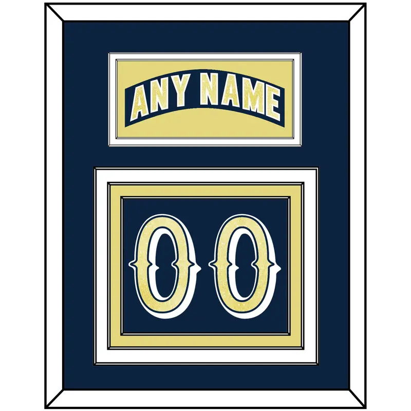 Notre Dame Hockey Nameplate & Number (Back) - Road Blue - Triple Mat 2