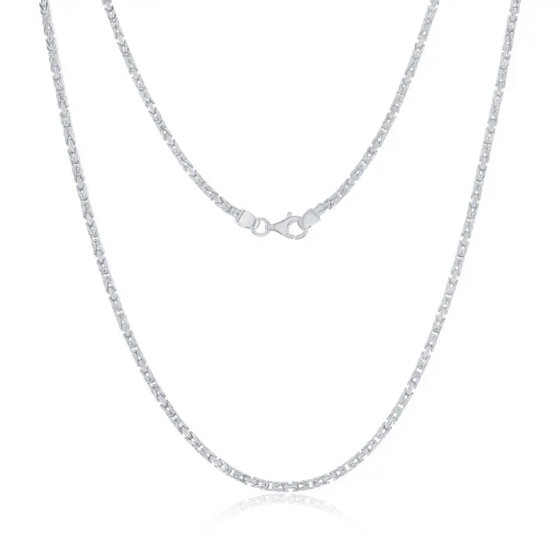 Sterling Silver, 2.7mm Byzantine Chain - Rhodium Plated