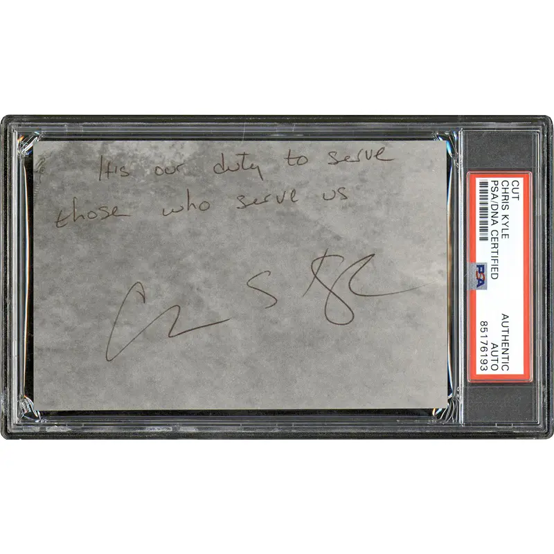 Chris Kyle "It's our duty" Signed 3.5x5.5 Cut Signature PSA/DNA Slabbed
