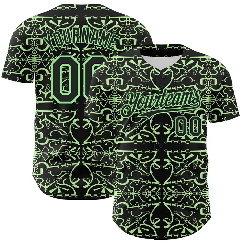 Custom Black Pea Green 3D KYLMAX HUBTUHAN Authentic Baseball Jersey